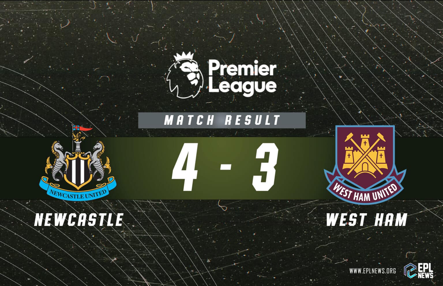 Laporan Newcastle lwn West Ham 4-3
