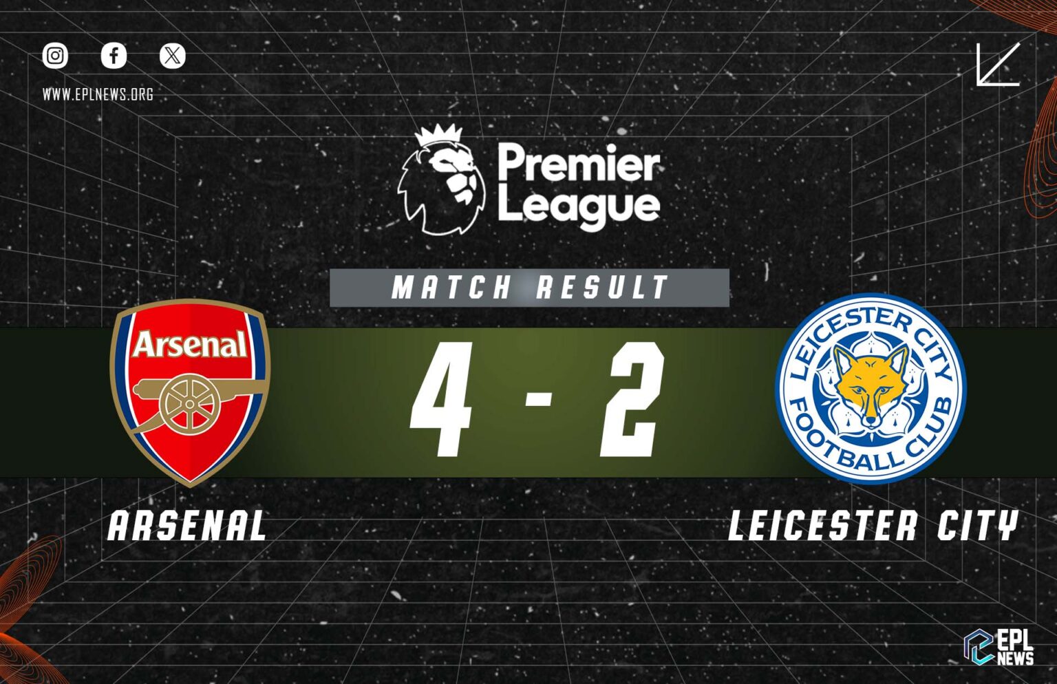 Laporan Arsenal lwn Leicester City 4-2