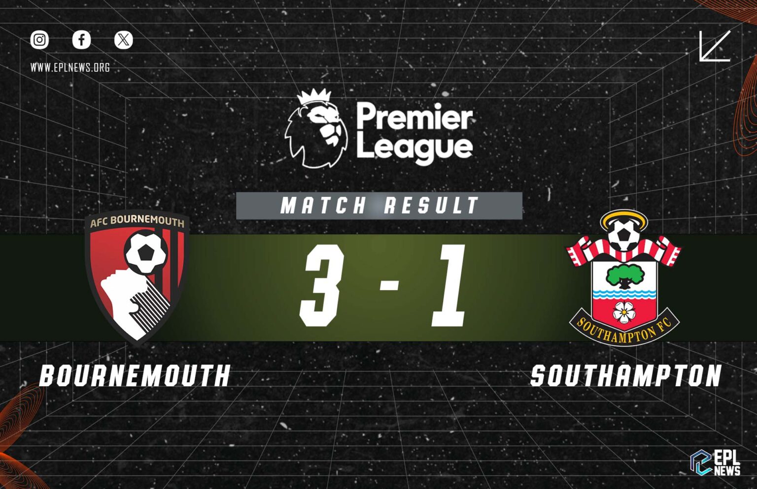 Laporan Bournemouth lwn Southampton 3-1