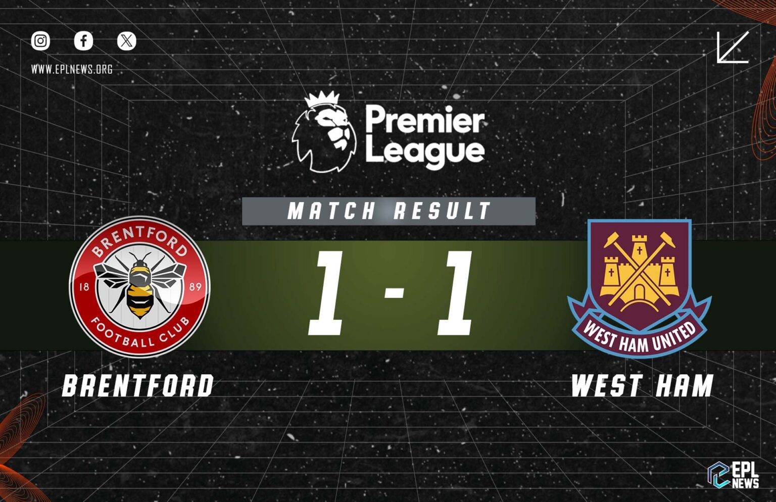 Laporan Brentford lwn West Ham 1-1