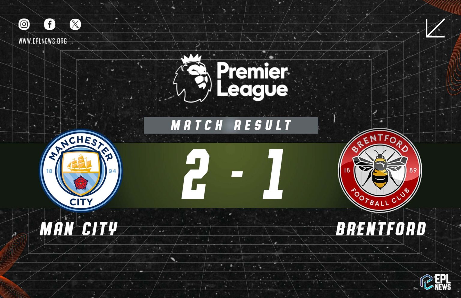 Laporan Manchester City lwn Brentford 2-1