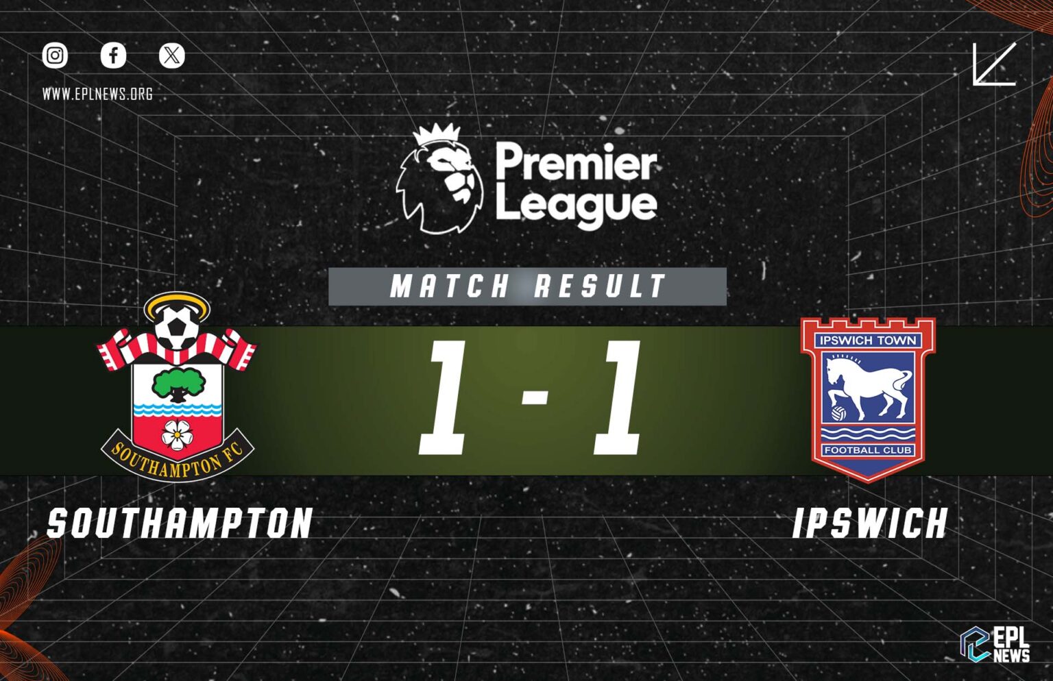 Laporan Southampton lwn Ipswich 1-1