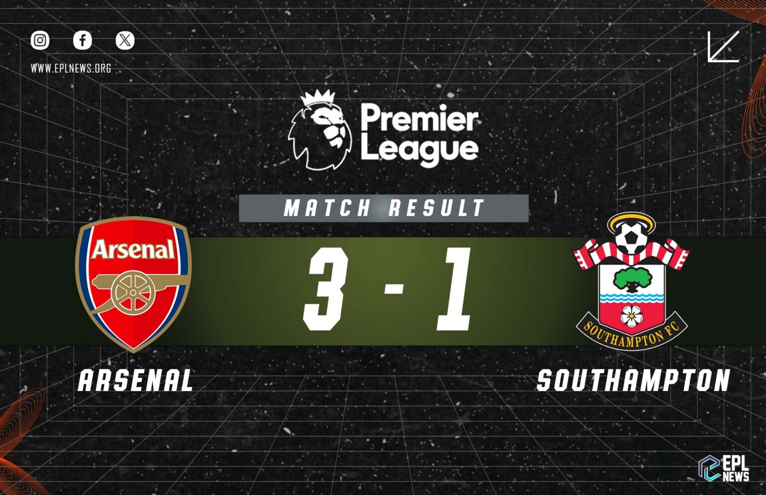 Laporan Arsenal lwn Southampton 3-1