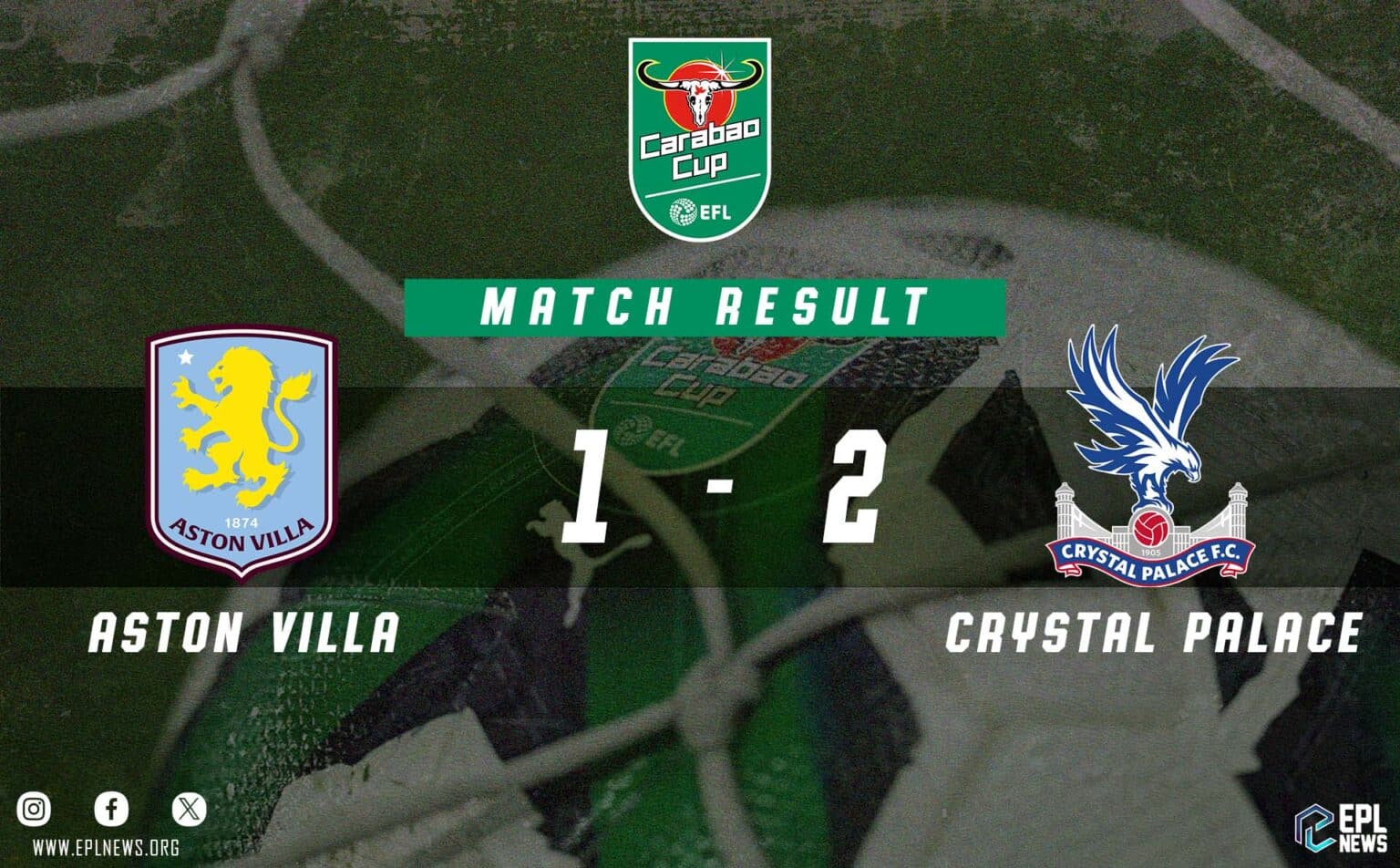 Laporan Piala EFL Aston Villa lwn Crystal Palace 1-2