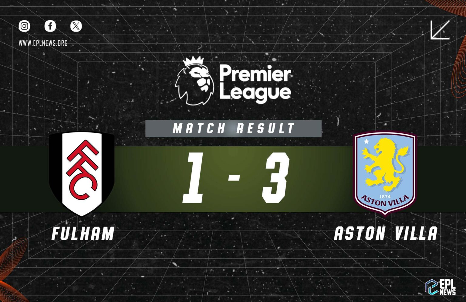 Laporan Fulham lwn Aston Villa 1-3