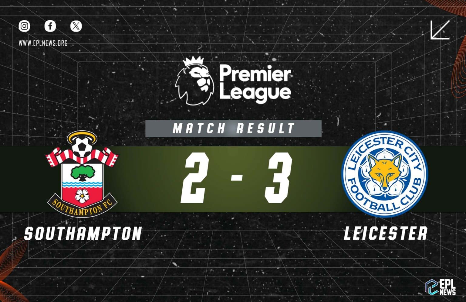 Laporan Southampton lwn Leicester 2-3