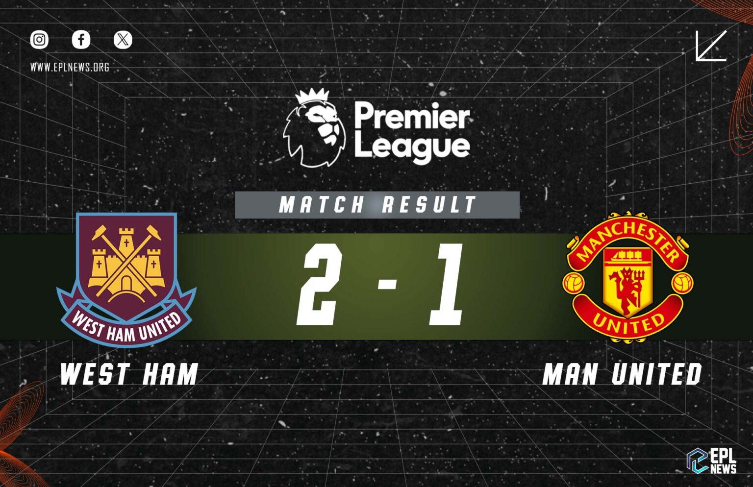 Laporan West Ham lwn Manchester United 2-1