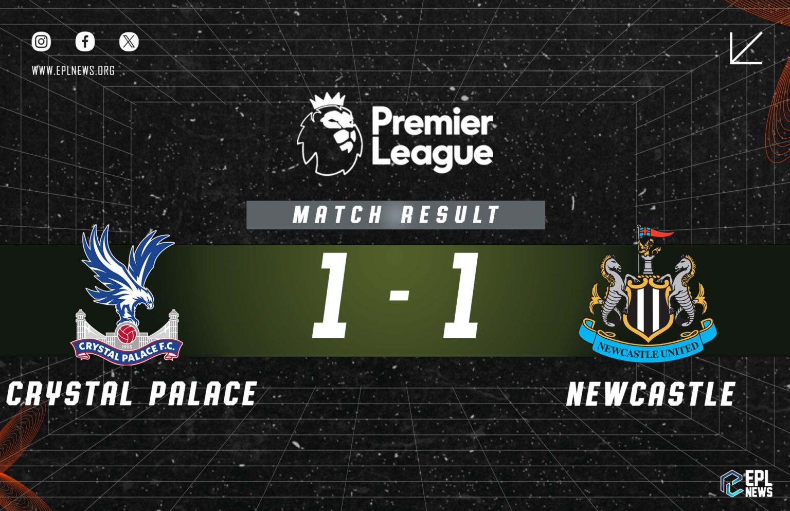 Laporan Crystal Palace lwn Newcastle 1-1