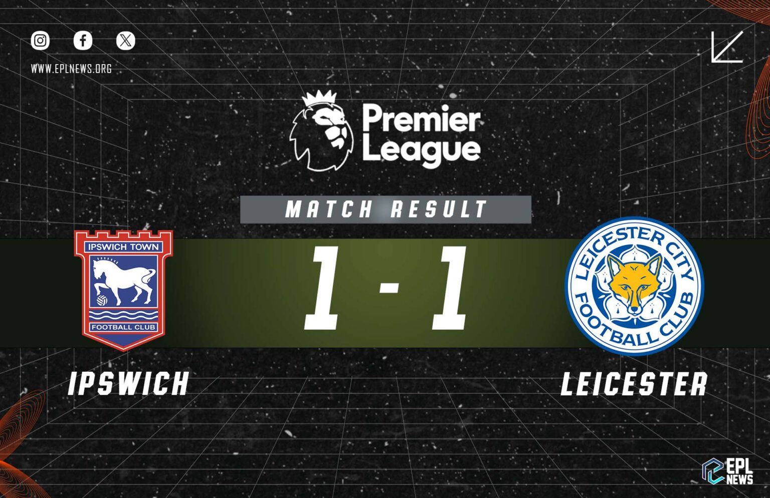 Laporan Ipswich lwn Leicester City 1-1