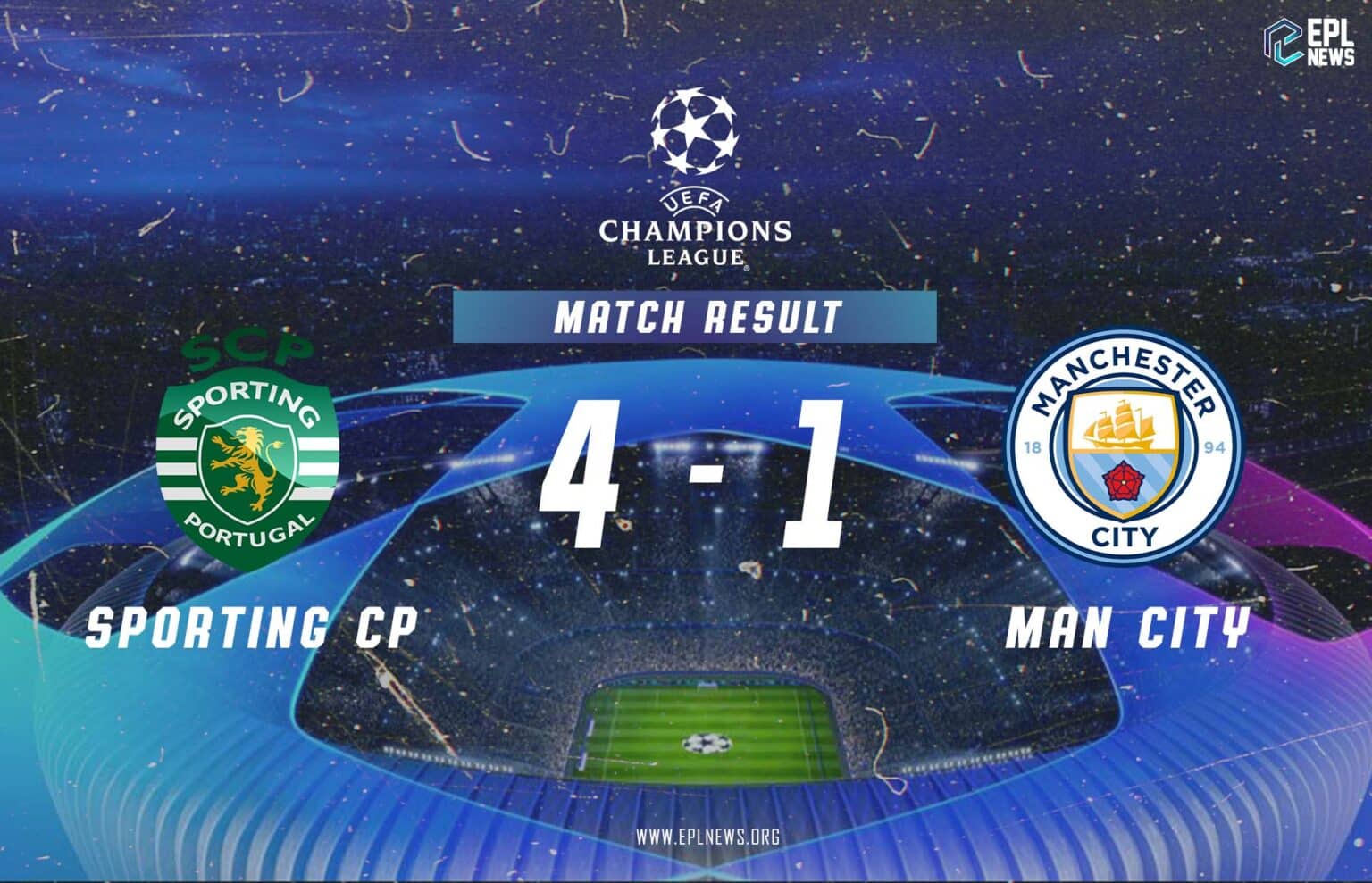 Laporan Sporting CP lwn Manchester City 4-1