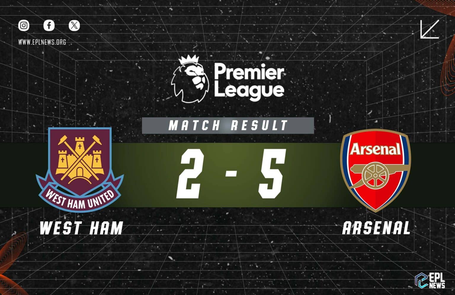 Laporan West Ham lwn Arsenal 2-5