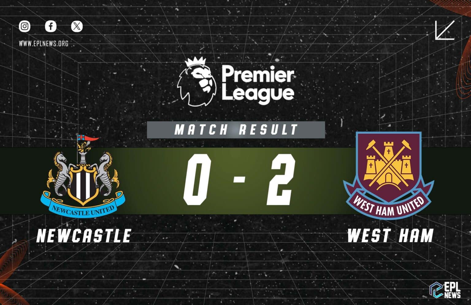 Laporan Newcastle United lwn West Ham 0-2