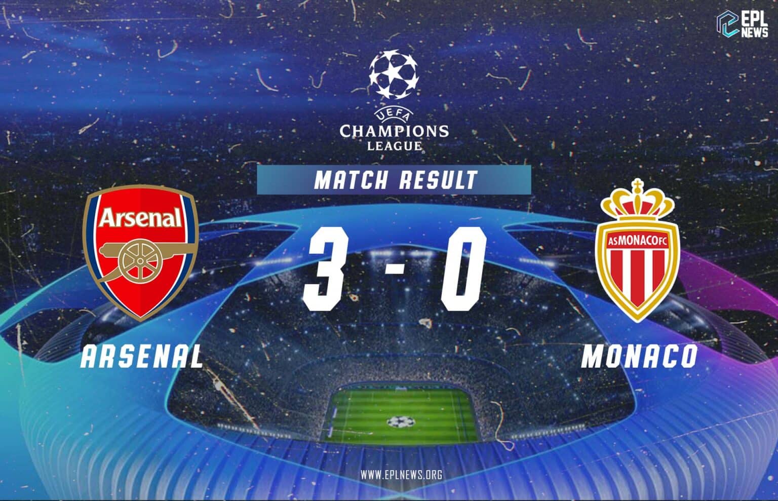 Laporan Arsenal lwn Monaco 3-0