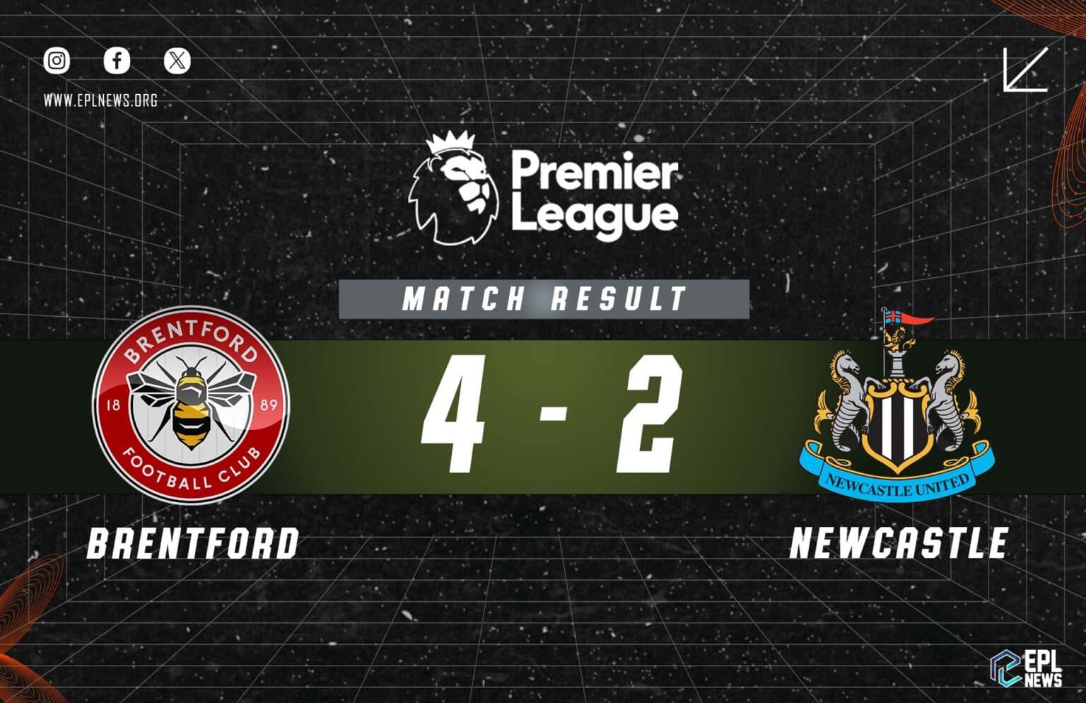 Laporan Brentford lwn Newcastle 4-2