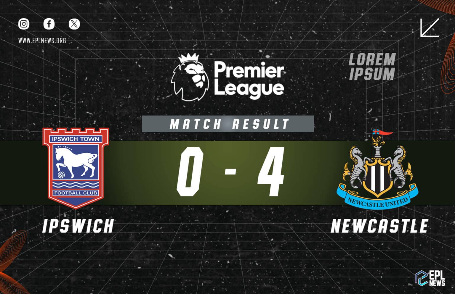 Laporan Ipswich lwn Newcastle 0-4