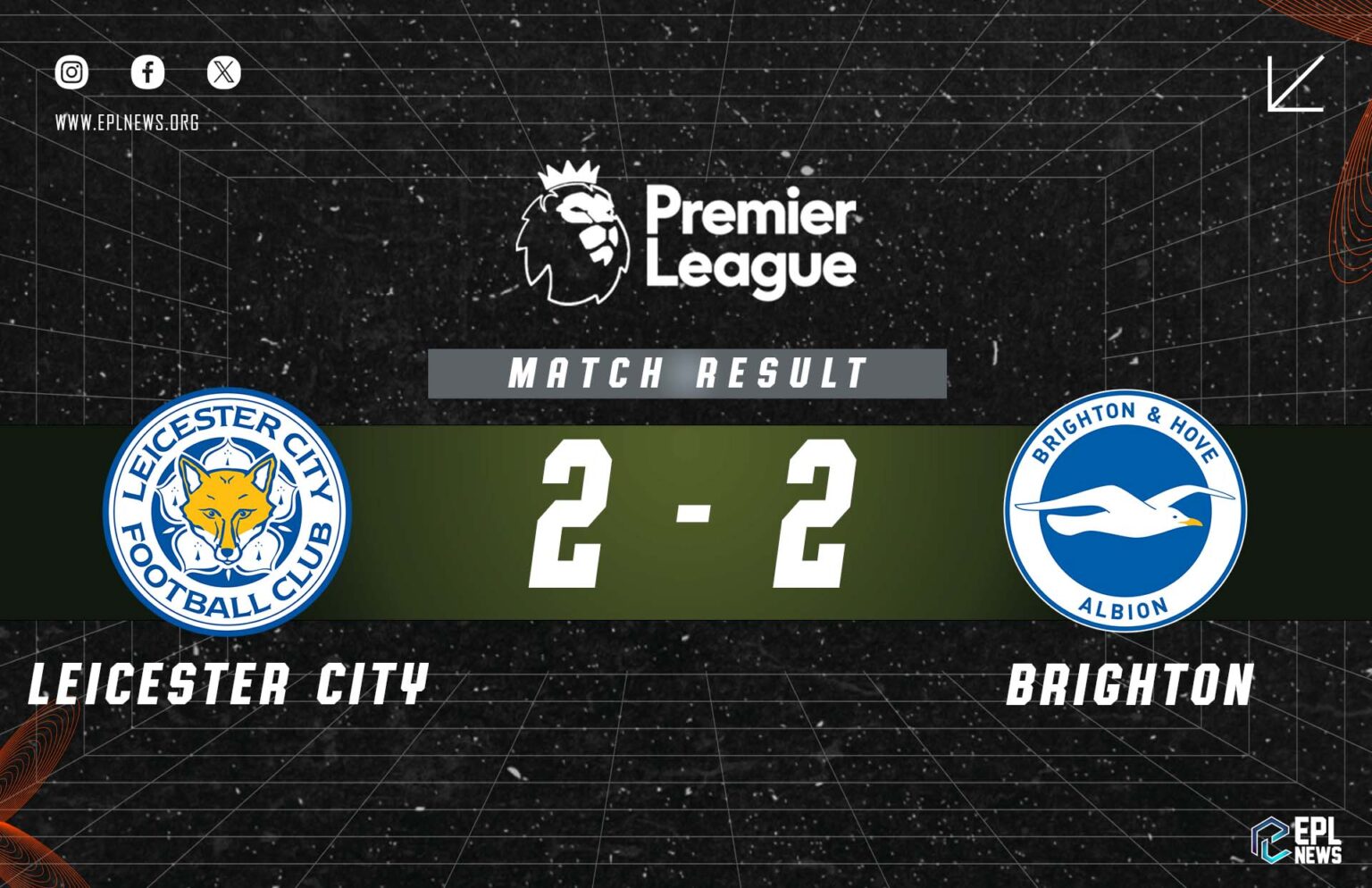 Laporan Leicester City lwn Brighton 2-2