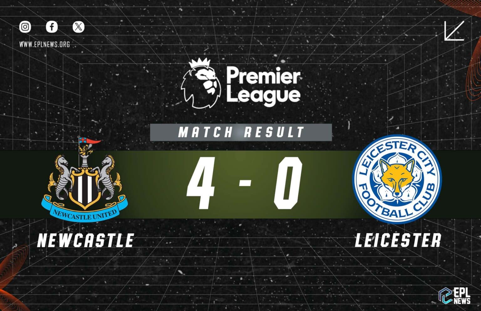 Laporan Newcastle vs Leicester City 4-0