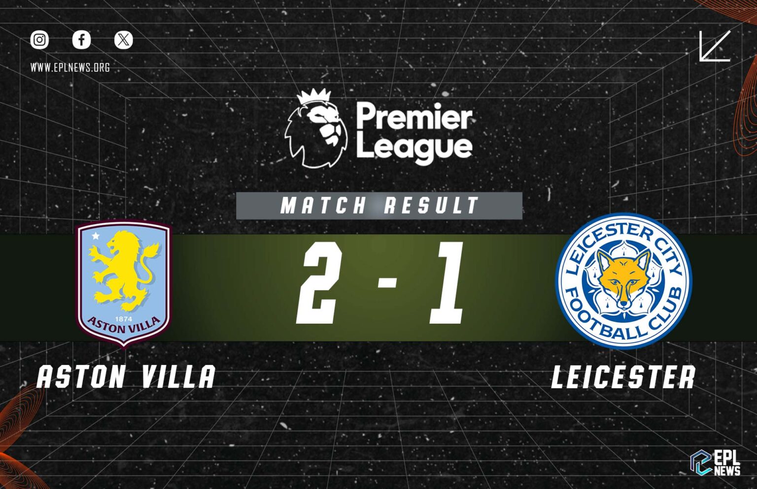 Laporan Aston Villa lwn Leicester City 2-1