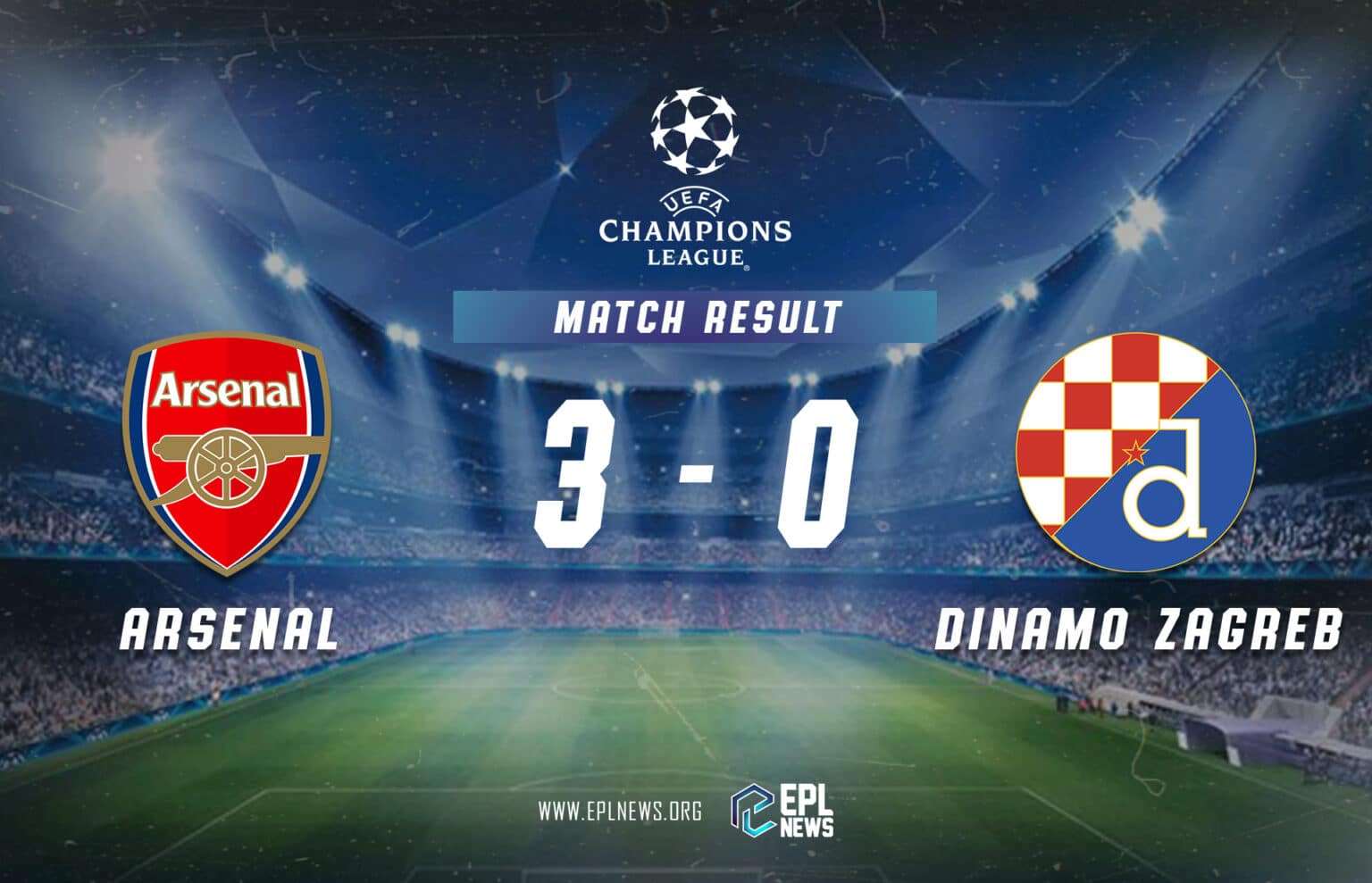 Laporan Arsenal lwn Dinamo Zagreb 3-0