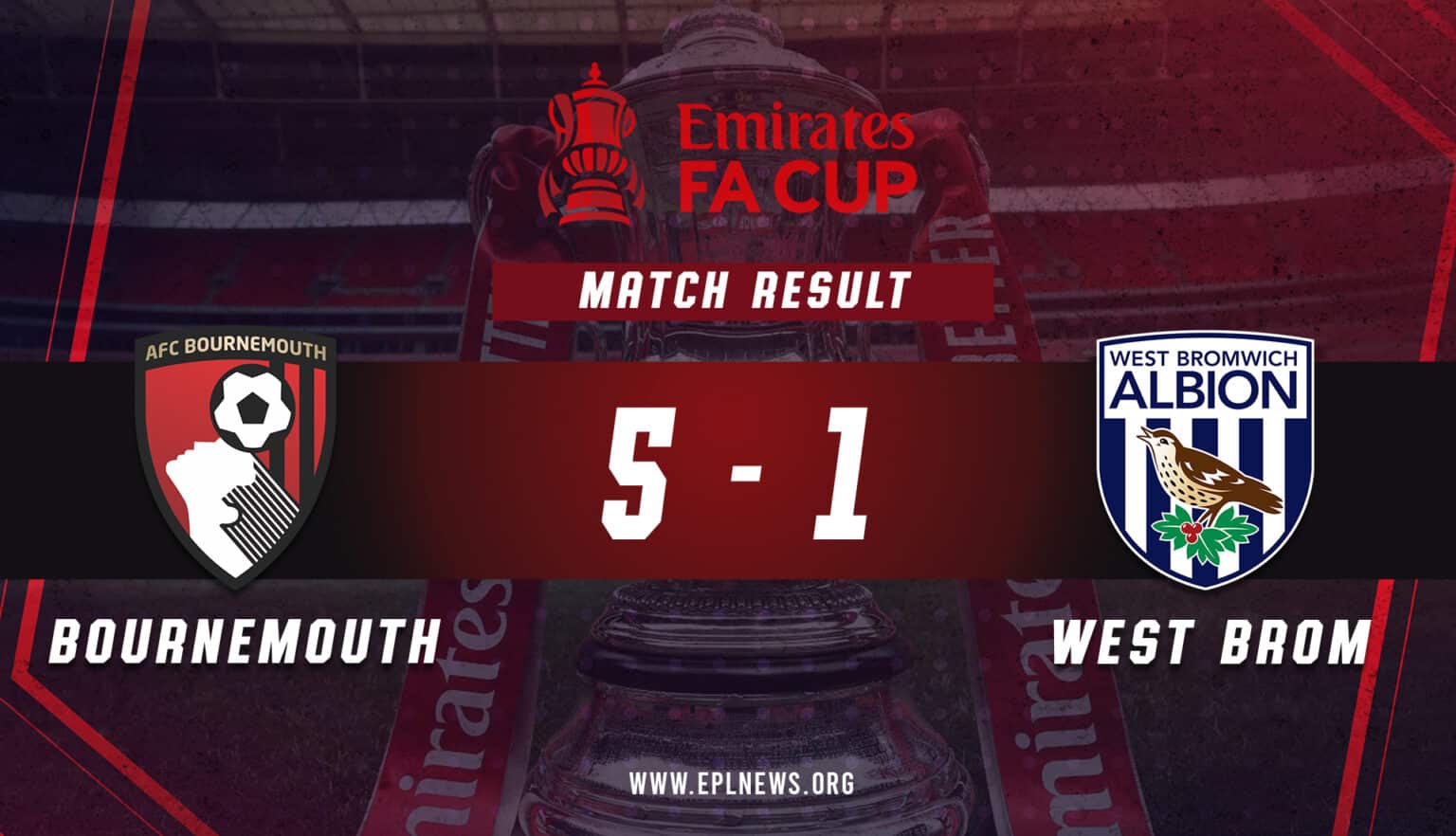 Laporan Bournemouth lwn West Brom Piala FA 5-1