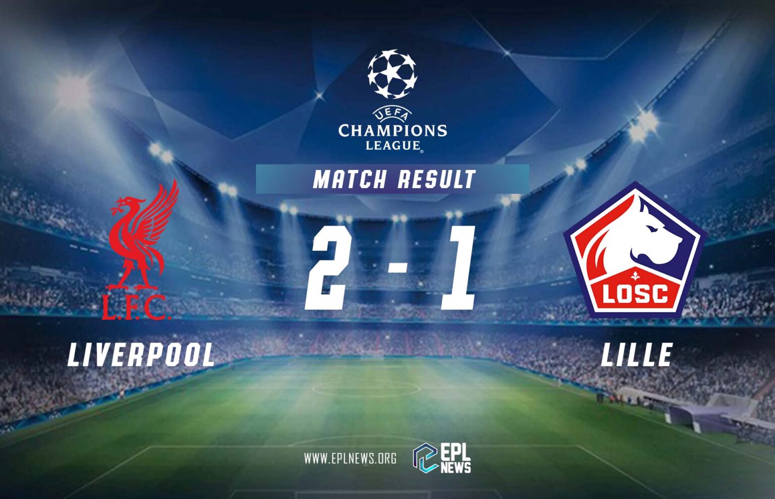 Laporan Liverpool lwn Lille 2-1