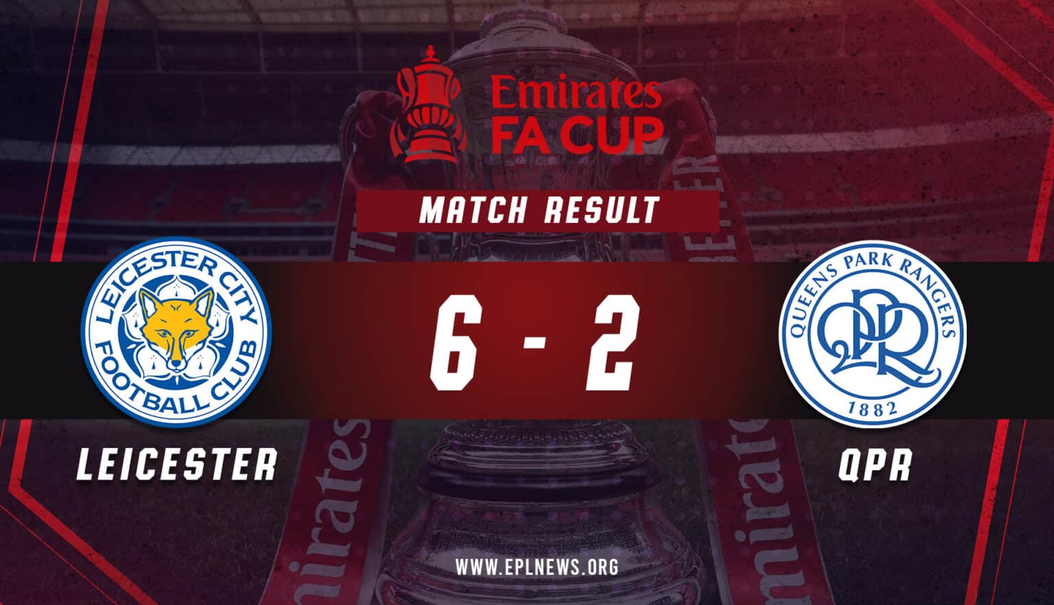 Laporan Leicester vs QPR Piala FA 6-2