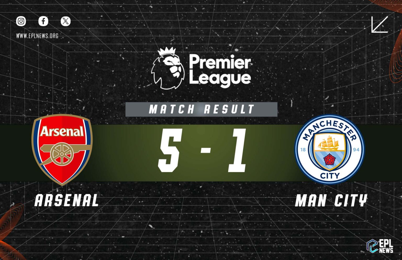 Laporan Arsenal lwn Manchester City 5-1