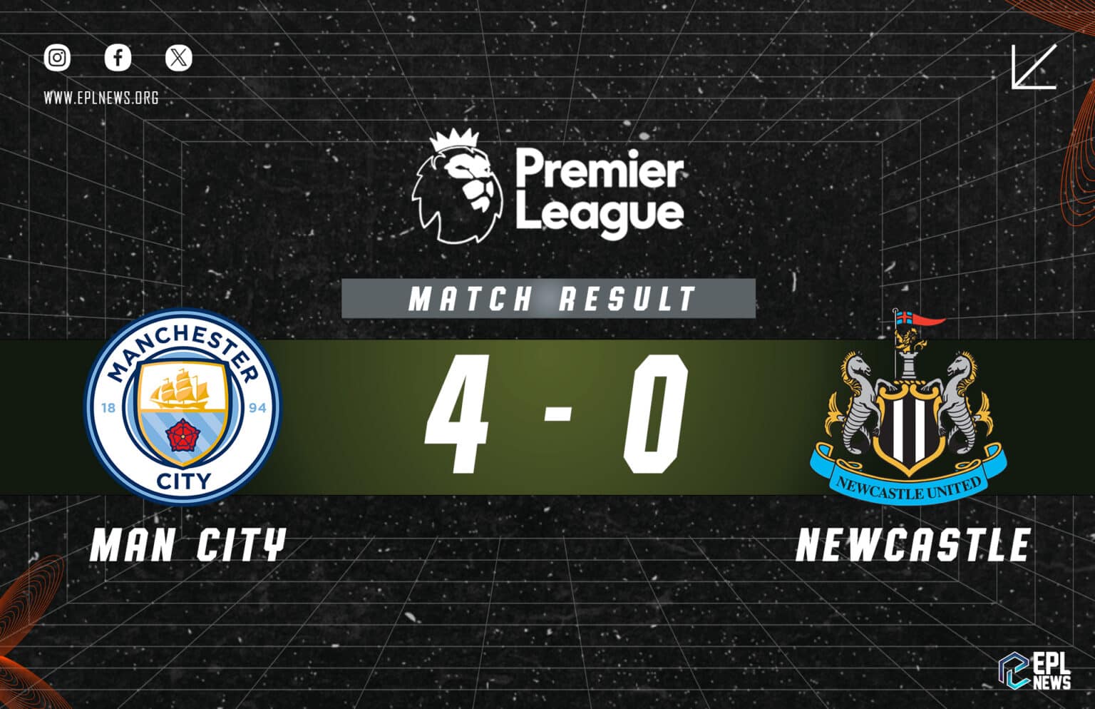 Laporan Manchester City lwn Newcastle 4-0