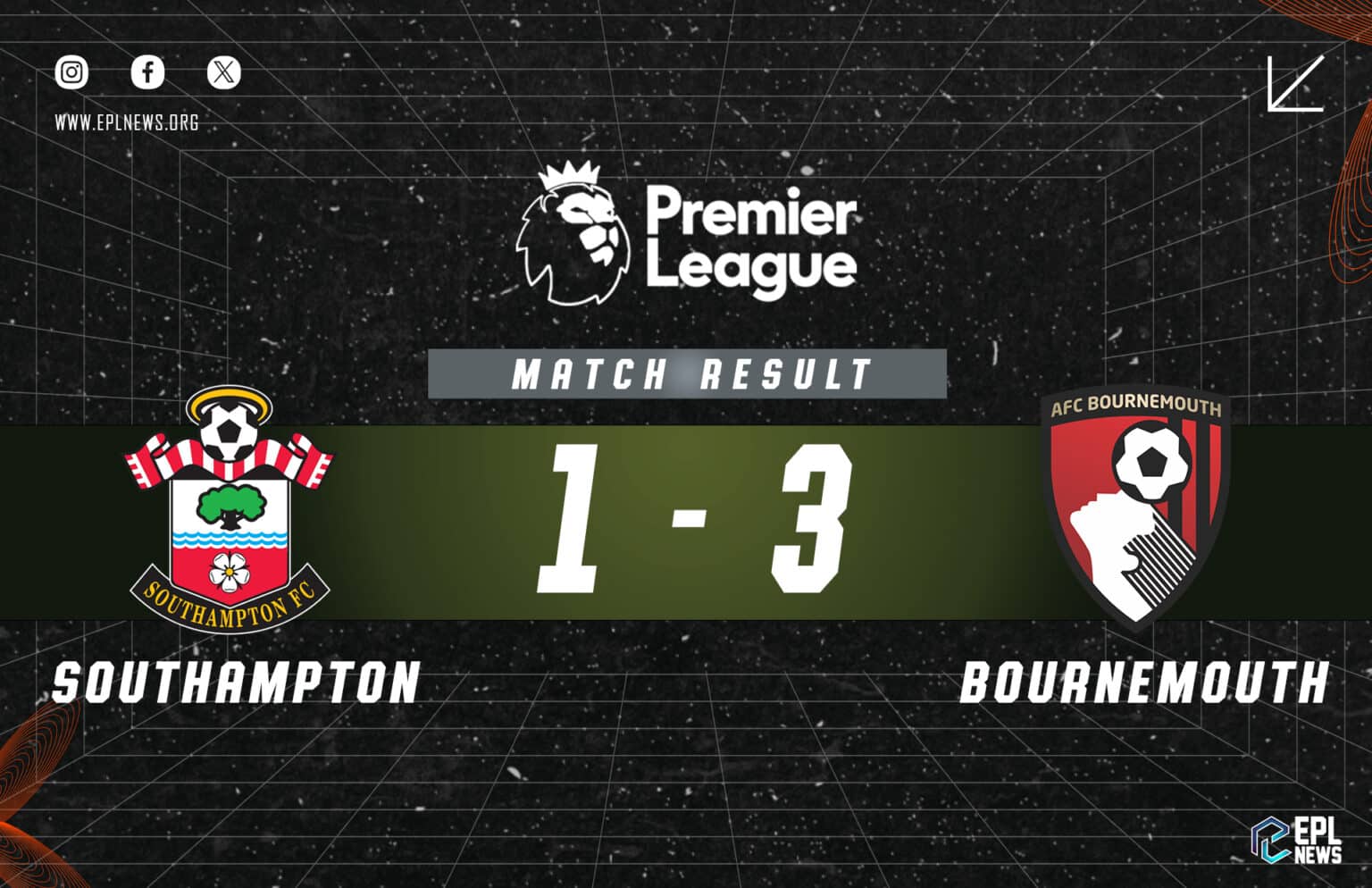 Laporan Southampton lwn Bournemouth 1-3