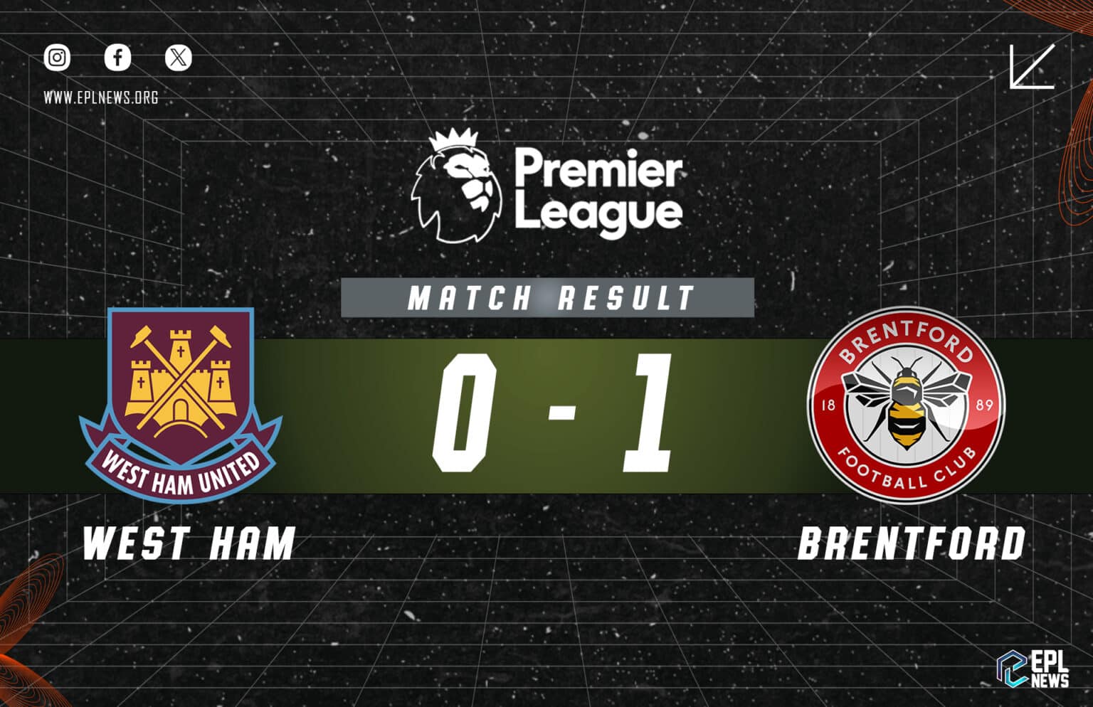 Laporan West Ham lwn Brentford 0-1