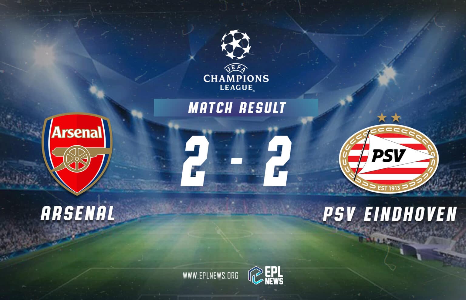 Laporan Arsenal lwn PSV 2-2