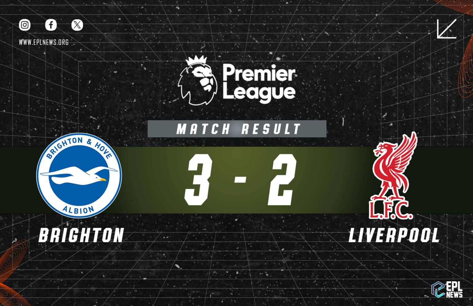 Laporan Brighton lwn Liverpool 3-2