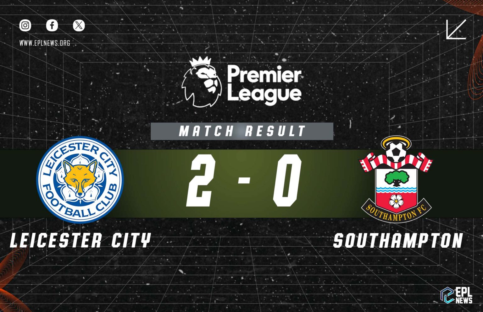 Laporan Leicester vs Southampton 2-0