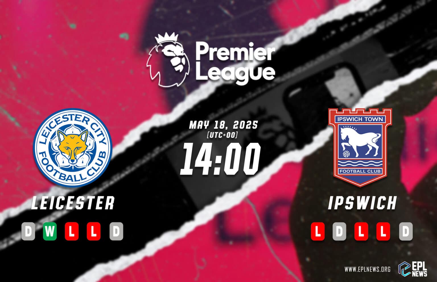 Pratonton Leicester lwn Ipswich
