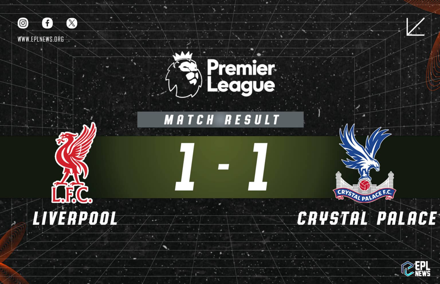 Laporan Liverpool lwn Crystal Palace 1-1