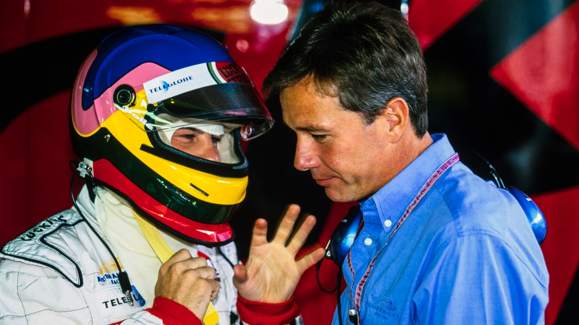 Red Bull Ring, Austria - 25 Julai: Jacques Villeneuve dengan Craig Pollock, Pengetua Pasukan, Bar Semasa