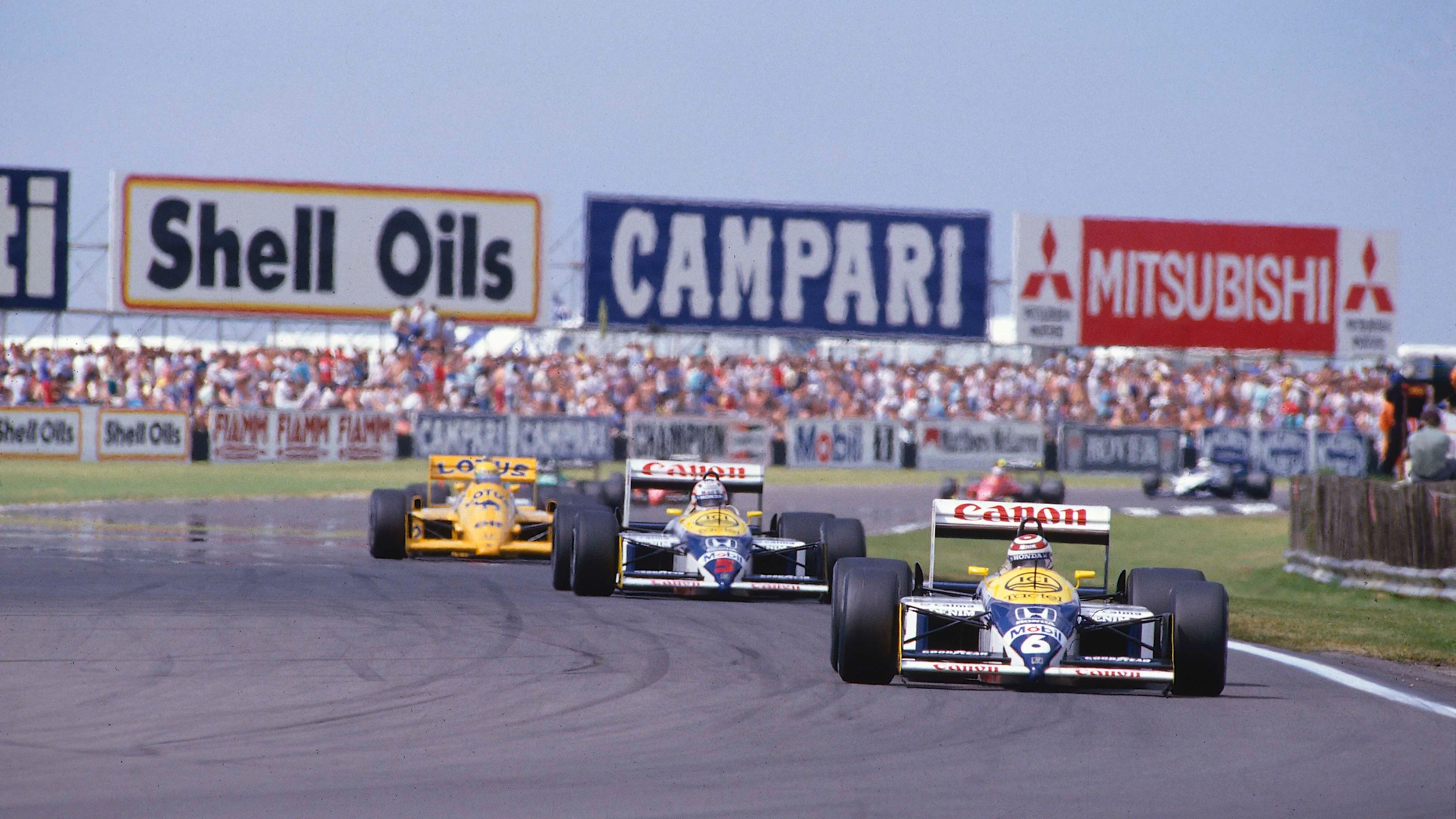 1987 British Grand Prix. Silverstone, England. 10-12 Julai 1987. Nelson Piquet mengetuai Nigel Mansell