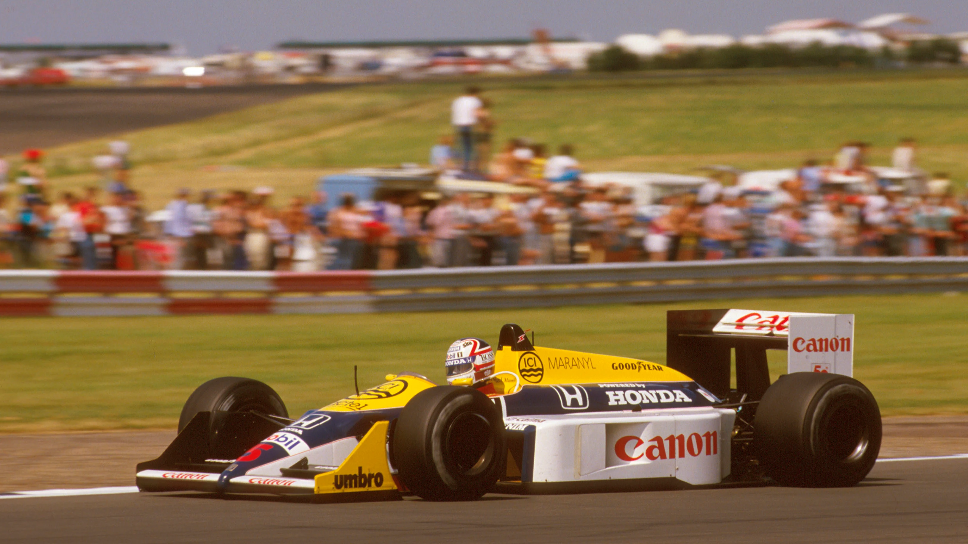 1987 British Grand Prix. Silverstone, England. 10-12 Julai 1987. Nigel Mansell (Williams FW11b