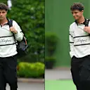Lando Norris tiba di paddock dalam polo ragbi vintaj. Leret untuk lebih banyak gambar