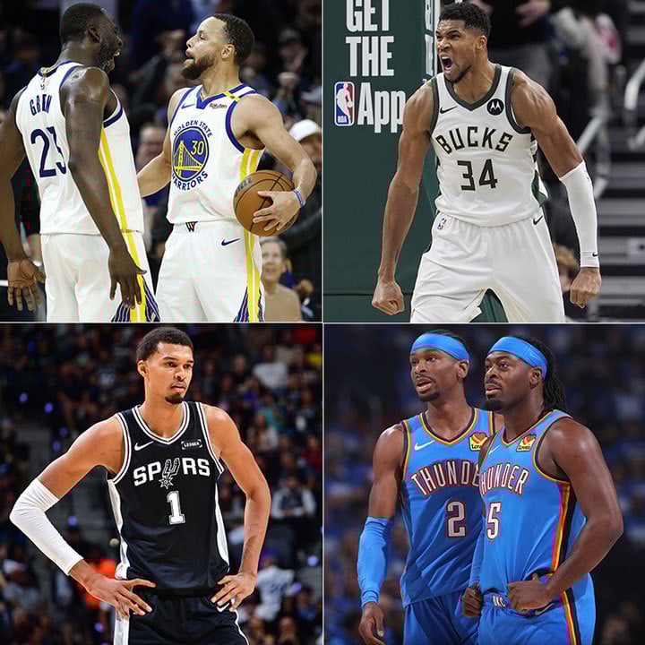Draymond Green, Steph Curry, Giannis Antetokounmpo, Victor Wembanyana, Shai Gilgeosu-Alexander, Lu Dort