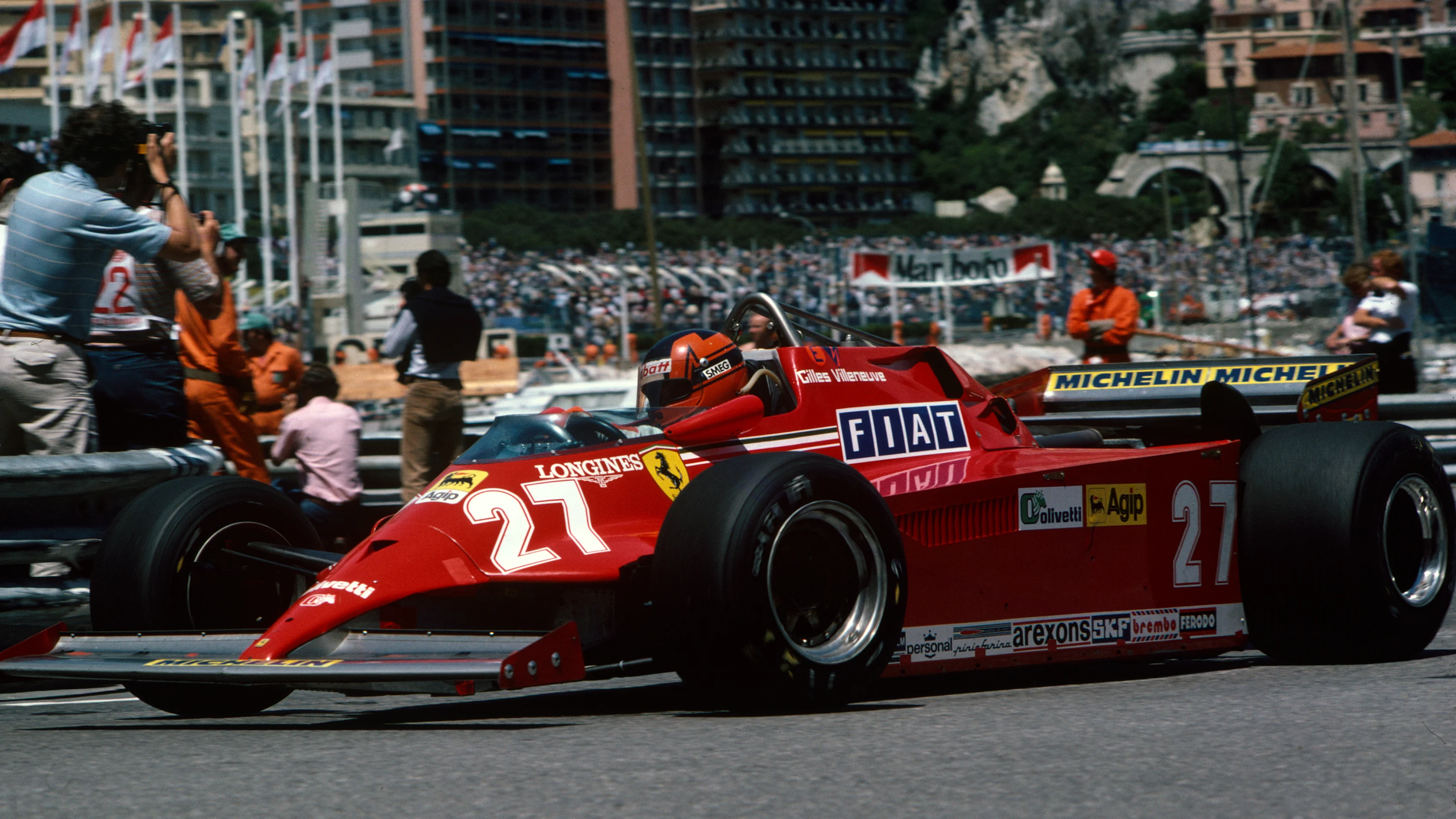 Monte Carlo, Monaco - 31 Mei: Gilles Villeneuve, Ferrari 126ck semasa Monaco GP di Monte Carlo