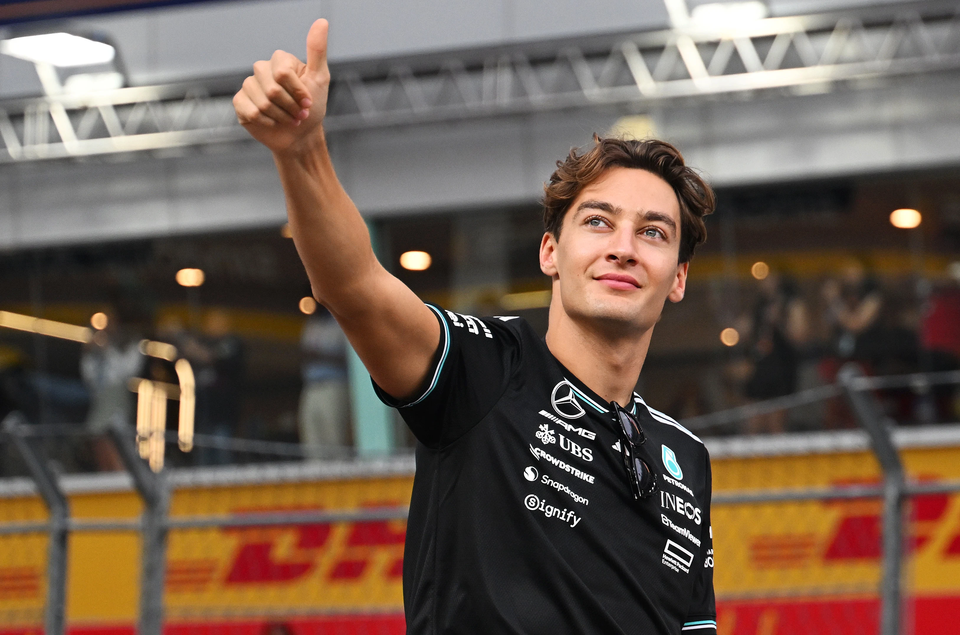 Singapura, Singapura - 05 Oktober: George Russell dari Great Britain dan Mercedes AMG Petronas F1