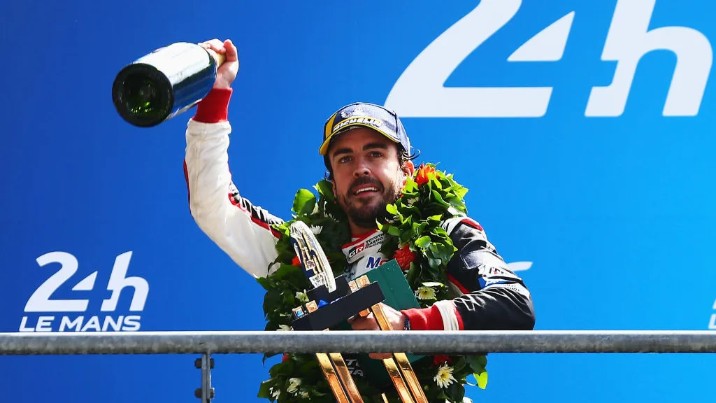 Le Mans, Perancis - 17 Jun: Pemandu pasukan hibrid Toyota Gazoo Racing TS050 Fernando Alonso Reacts