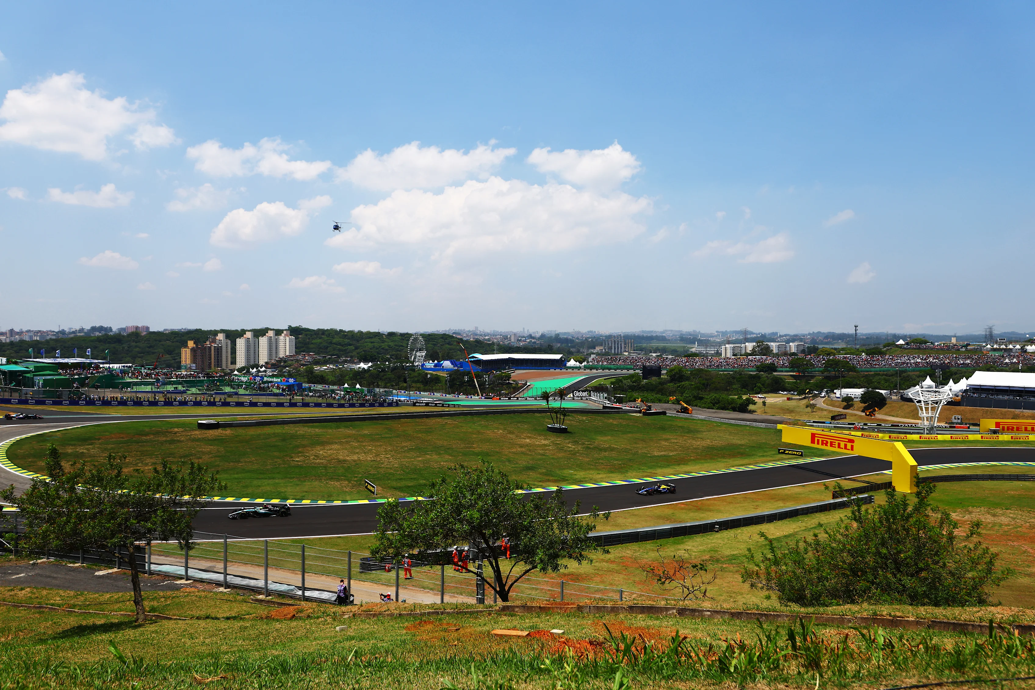 SAO PAULO, BRAZIL - NOVEMBER 01: Lewis Hamilton of Great Britain driving the (44) Mercedes AMG