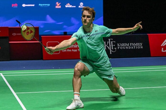 Alex Lanier menewaskan Anders Antonsen dalam pusingan pertama kejohanan badminton Terbuka Indonesia di Jakarta. (Foto: AFP)